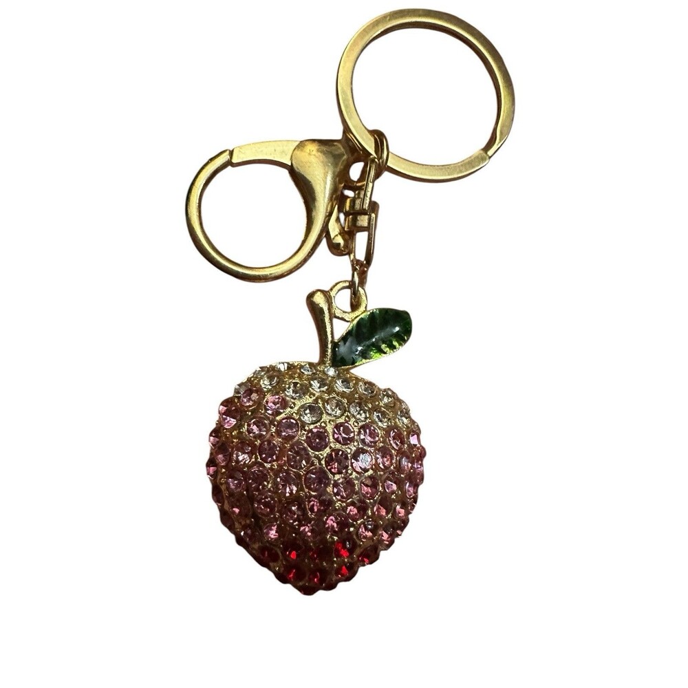 Lulla Collection Multi Color Rhinestone Gold Apple  Key Chain/Bag Charm  NWOT